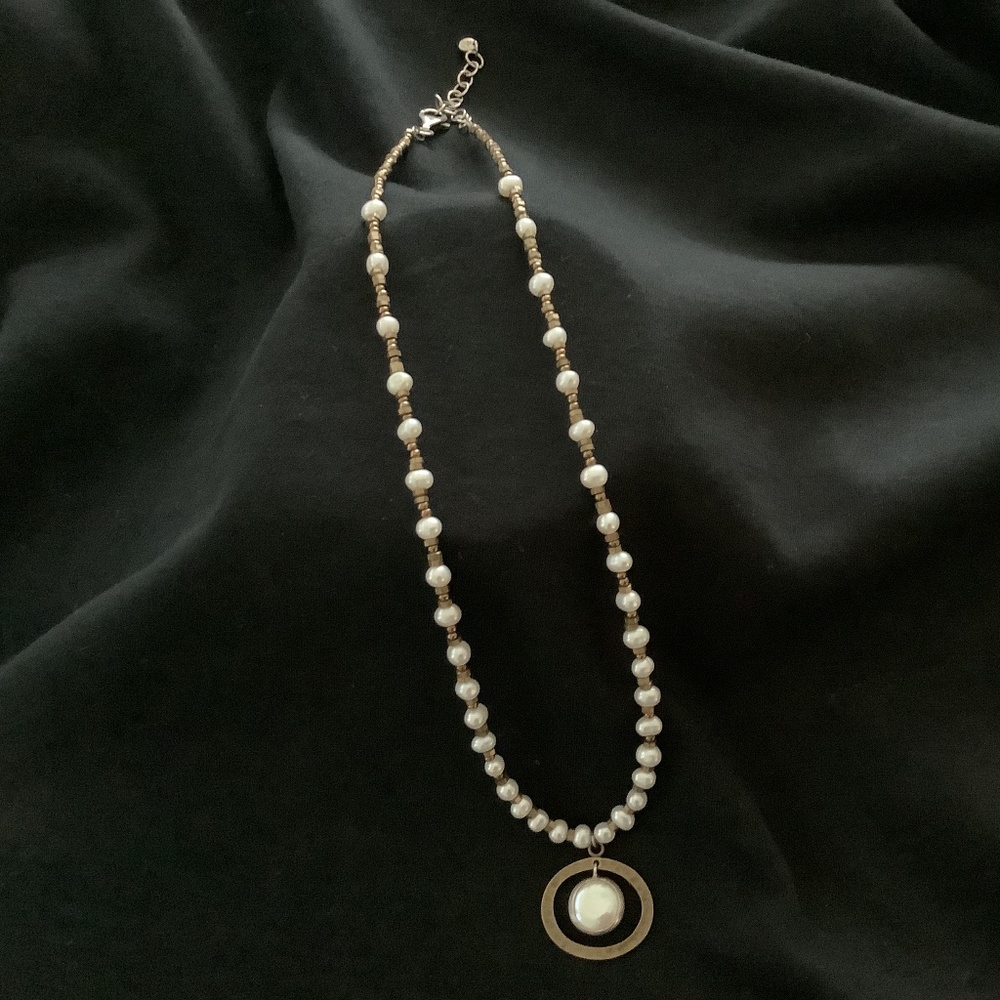 Silpada Pearl Brass and Bead Necklace
